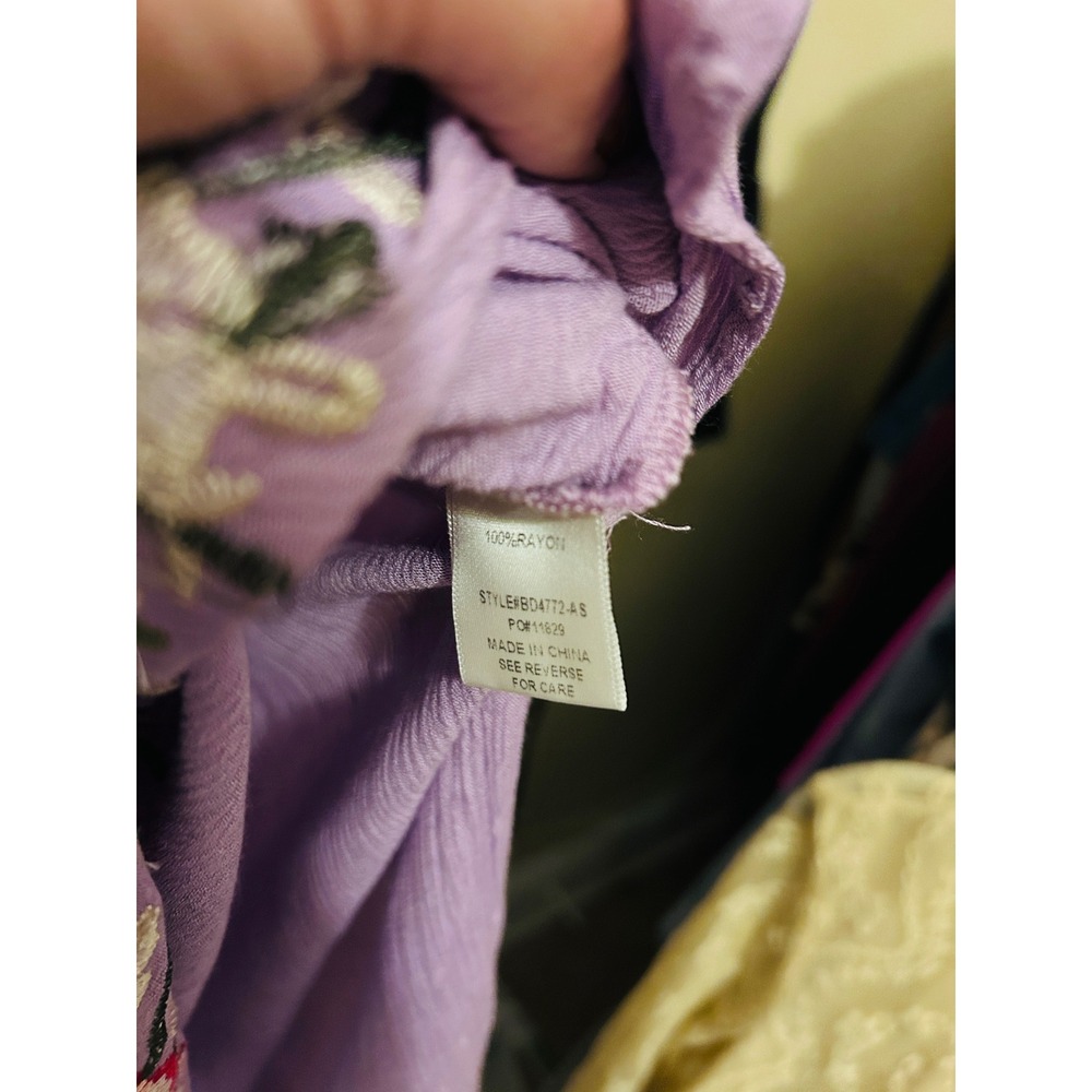 A Beautiful Soul Dress Women B Lavender Excellent Floral Embroidered Swiss Boho - Picture 8 of 12